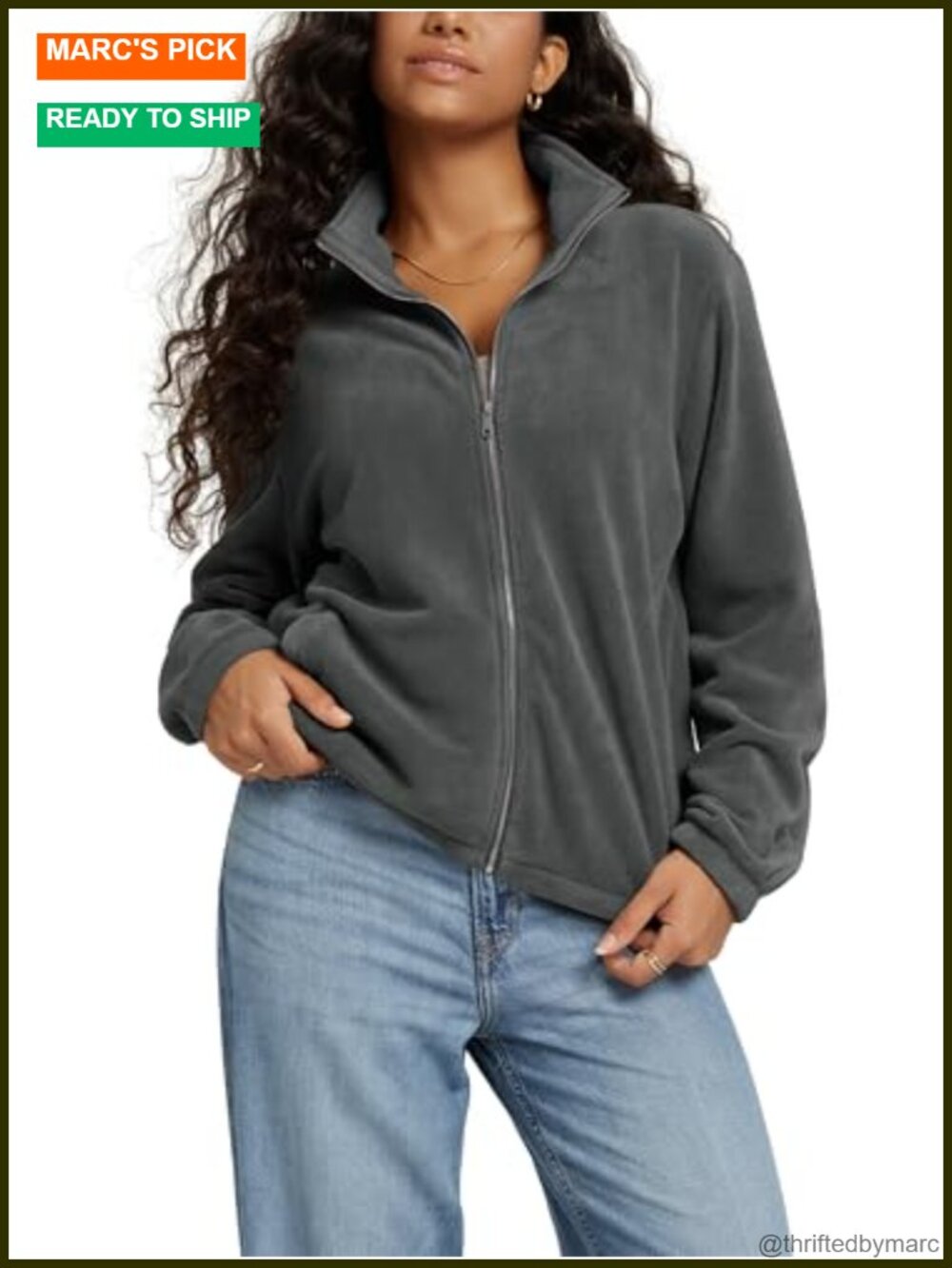Women's Polar Fleece Full Zip Jacket Funnel Neck Winter Casual Warm